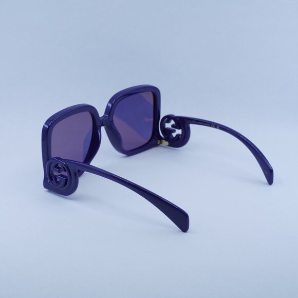 Gucci GG1326S 006 Sunglasses Violet Square Frame, Violet Lenses - Picture 8 of 11